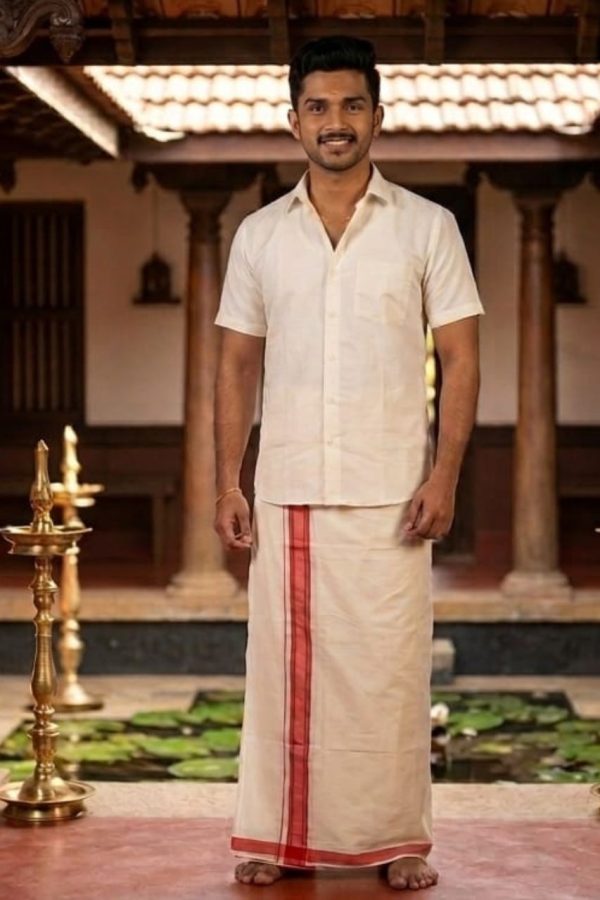 Brick Orange Border Mundu