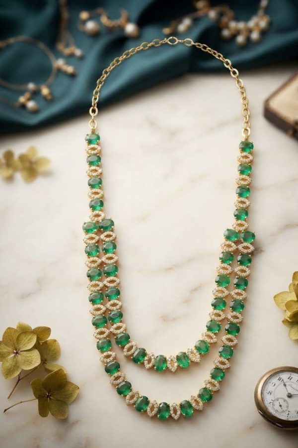 Double Layered Green Necklace