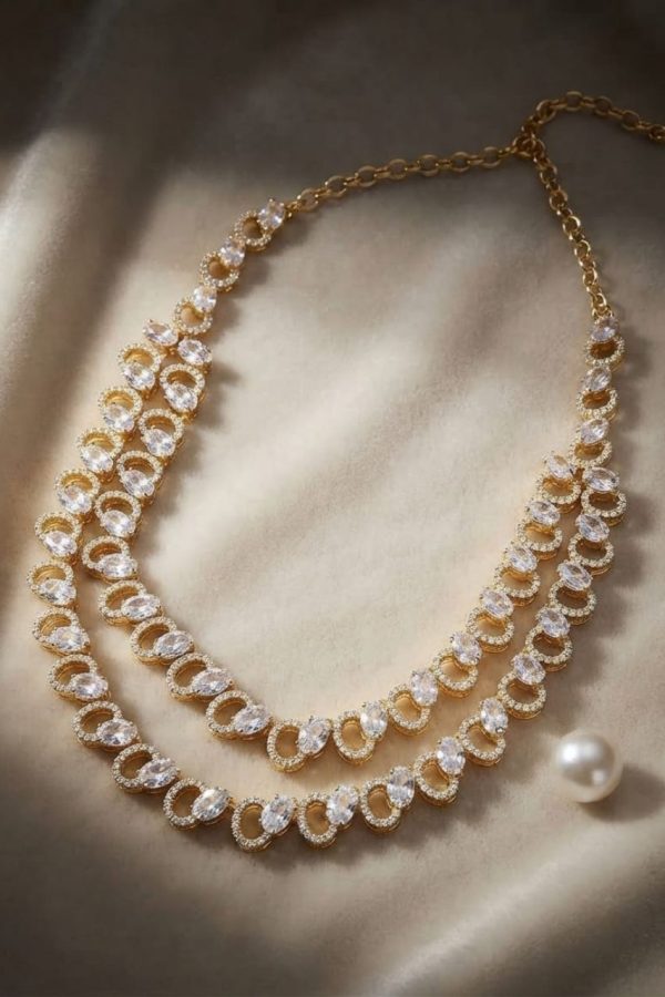 White Stone Layered Necklace