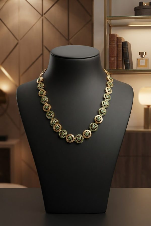 Round Green Stone Necklace
