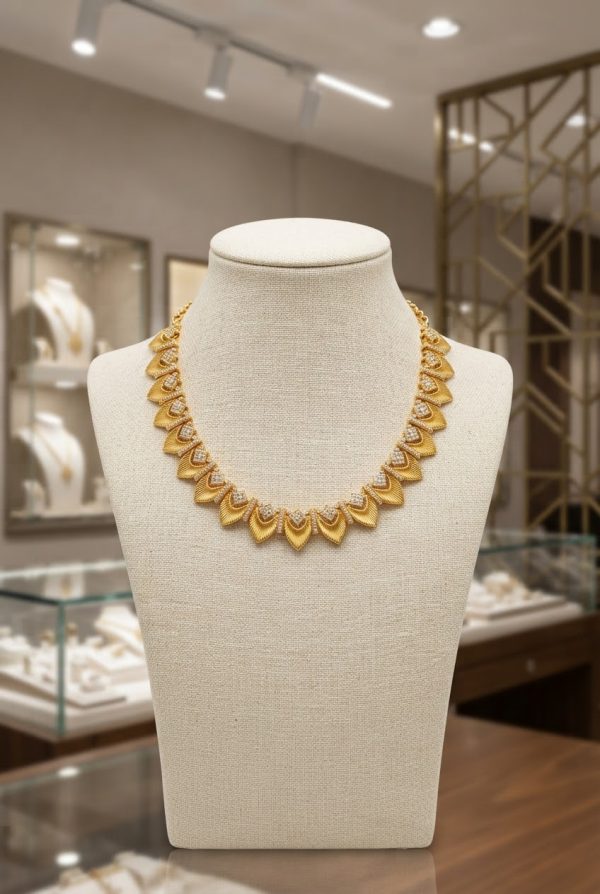 White Stone Leaf Style Necklace