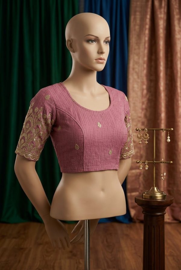 Pink Embroidery Stretchable Blouse