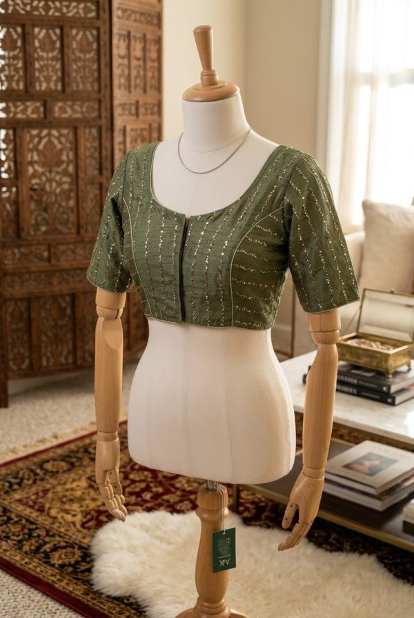 Pista Green Handwork Blouse
