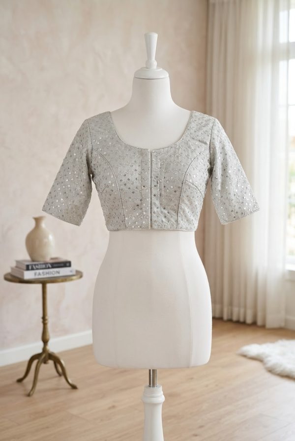 Silver Sequins Readymade Blouse