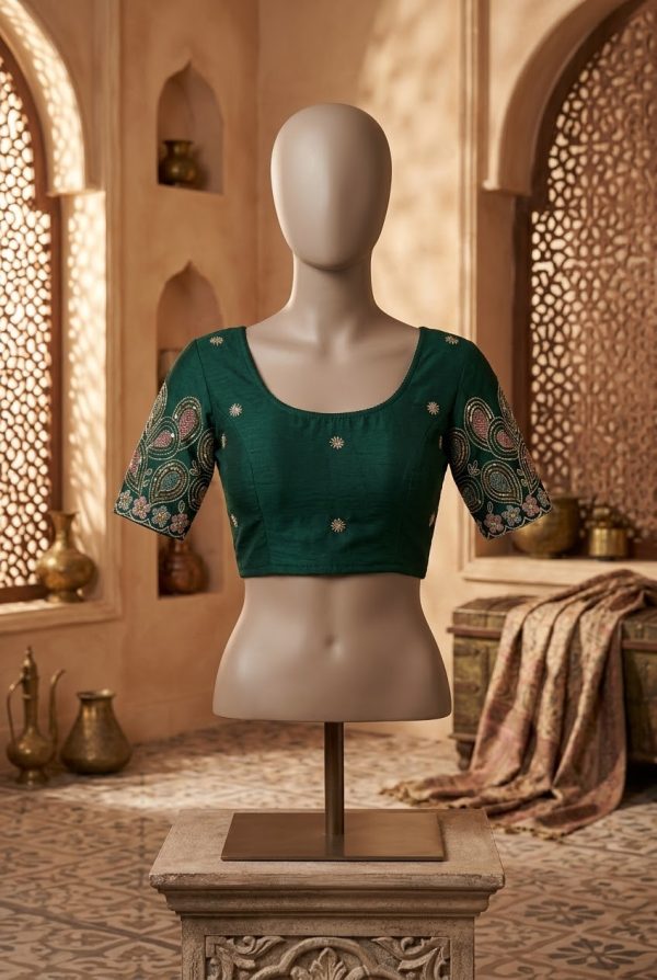 Bottle Green Stretchable Blouse