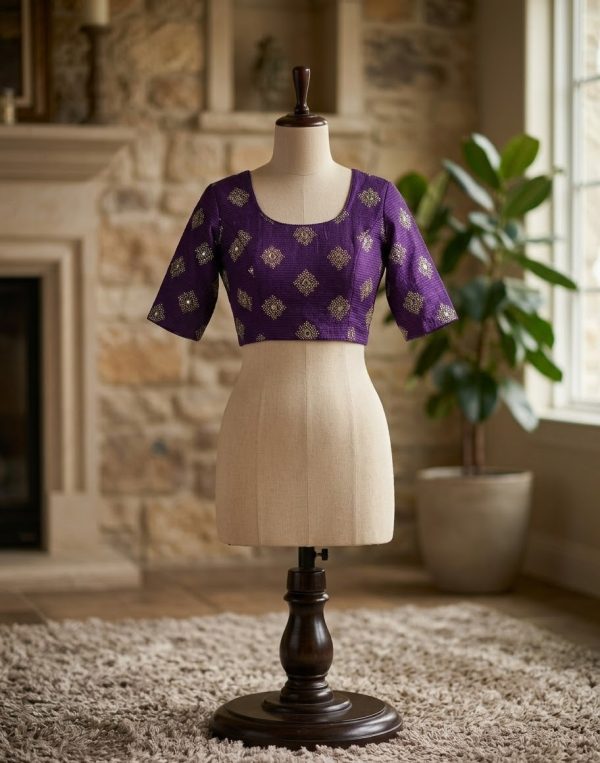Violet Stretchable Worked Blouse