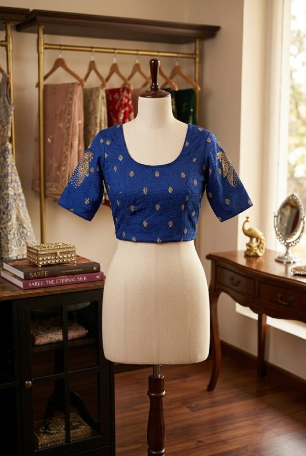 Blue Stretchable Designer Blouse