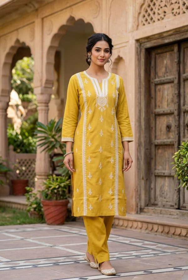 Mustard Yellow Embroidery Soft Silk Salwar Suit With Dupatta