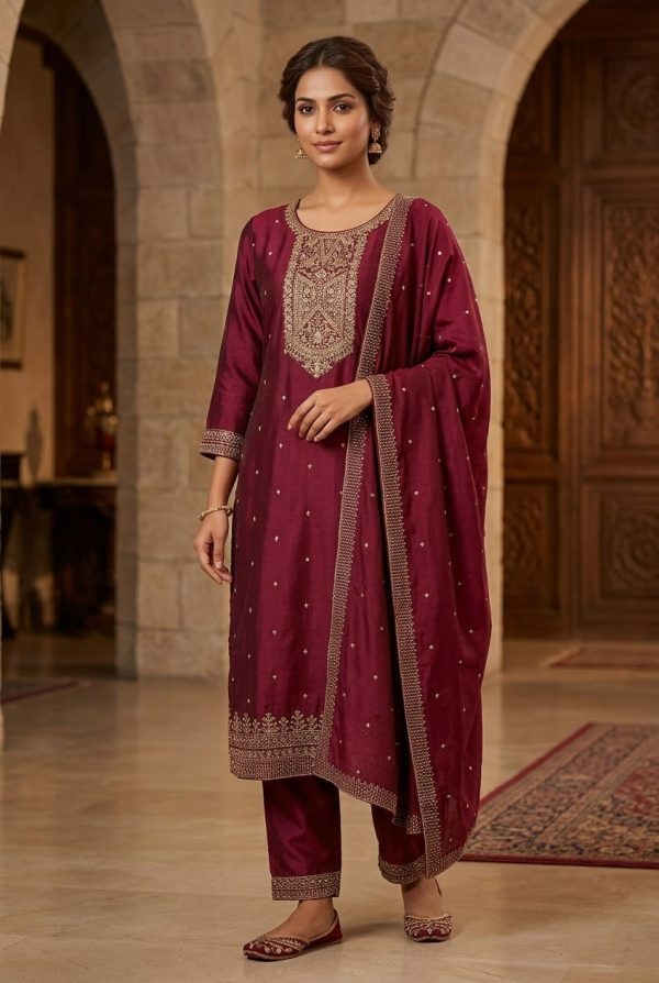 Soft Silk Heavy Embroidery Salwar Suit Set With Dupatta