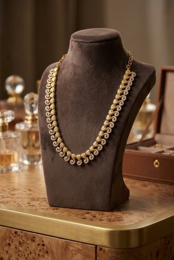 White Stone Gold Plated Necklace