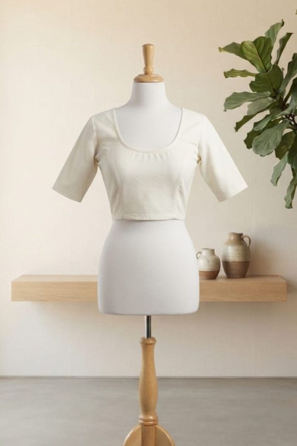 White Stretchable Readymade Blouse