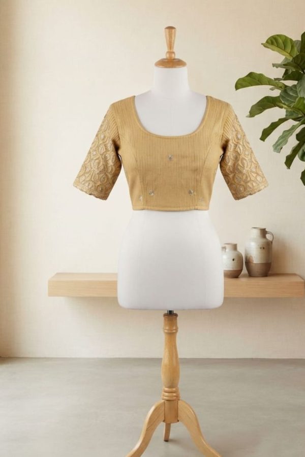 Beige Embroidery Stretchable Blouse