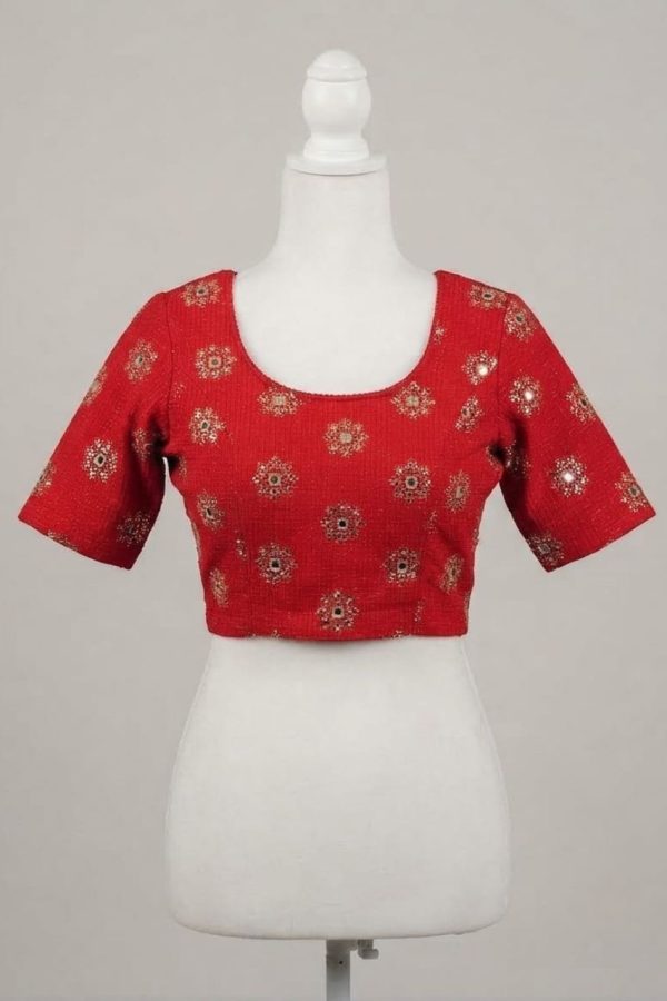 Red Bead Work Stretchable Blouse