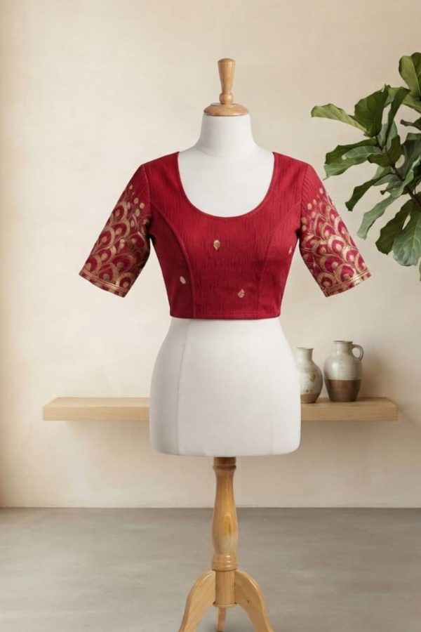 Red Embroidery Stretchable Blouse