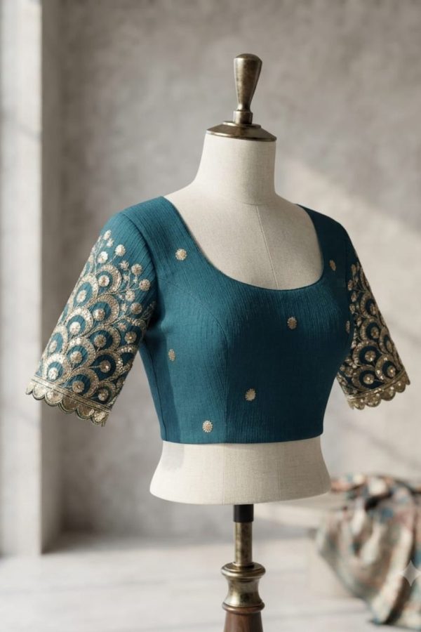 Teal Shade Embroidery Blouse