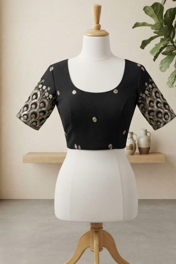 Black Embroidery Stretchable Blouse